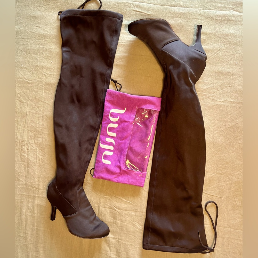 Burju Xeena Black Over-the Knee Lycra Boot w/street sole